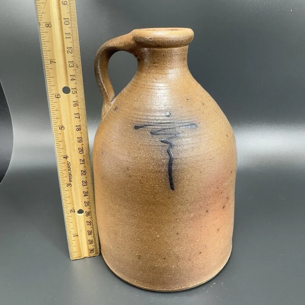 Vintage 1988 Braun Buffalo NY Stoneware Jug Container Brown Salt Glaze Pottery‎